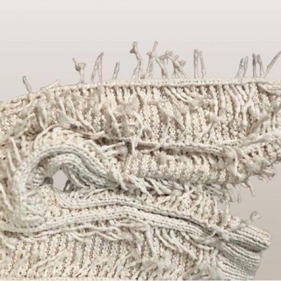 ☀️ GENERATION Y Cream Chunky Knit Cardigan with Fringe - Picture 4 of 4